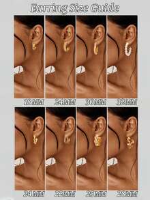 48/12pcs Fashionable Bohemian Style Women Metal Earring Set, Faux Pearl Earrings, Geometric C-Shape Stud Earrings, Suitable For Daily Life, Party Wear, Holiday Gift Jewelry Set - Yellow Gold - View 4