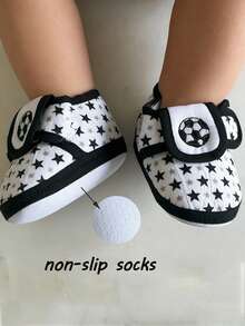 1双 0-1岁 足球图案新生儿卡通婴儿防滑袜 春秋季星形图案 男女宝宝袜子 0-6个月 6-12个月 - 彩色 - 查看 1