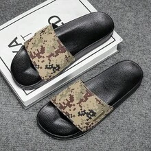 1 Pair Men's Slippers, 2026 Summer New Camouflage Print Flip Flops, Men's Thick Sole Non-Slip Sandals, Suitable For Home, Bathroom, Beach, Fashionable Military Style Unisex Couple Slippers - Camouflage Yellow - View 1