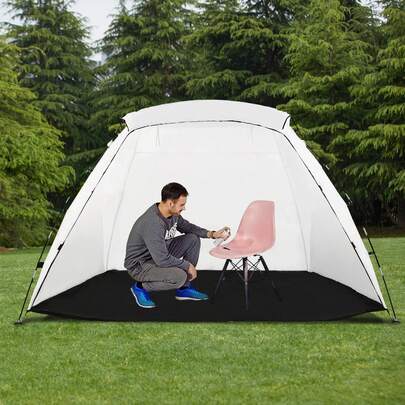 SHIOUCY Portable Spray Painting Tent 8.5x6x5.5ft Polyester Fiber With Mesh Screen For DIY Furniture Painting Garage Furniture Refinish