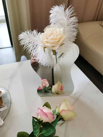 1 pieza Jarrón espejo, Jarrón decorativo, Jarrón de vidrio falso, Jarrón acrílico, Jarrón para flores artificiales y secas, Jarrón minimalista, Adecuado para interiores y exteriores, Almacenamiento y decoración de flores