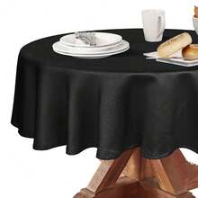 210GSM Round Table Cloth, Water Resistance Microfiber Tablecloth, Decorative Fabric Circular Table Cover For Outdoor And Indoor Use (Black, 70 Inch Diameter) - Black - View 1