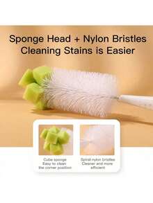 Juego de cepillo para limpiar biberones, chupetes, tazas de succión y otros utensilios de alimentación con esponja de nailon simple - multicolor - Ver 5