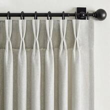 Linen Gray Pinch Pleated Sheer Curtains 96 Inch Long, Boho Beige Gothic Viral Drapes Pinch Pleated Curtains With Hooks For Living Room,Neutral Back Tab Bedroom Curtains 40\ X 96\ 8 FT 2 Panels - 灰米色 - 查看 1