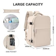 Floless 可折叠旅行笔记本电脑背包，符合航空公司规定，男女通用旅行包，可压缩旅行背包，14英寸笔记本电脑商务背包，防水大容量包 - 灰色 - 查看 17