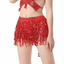 4 Layers Women's Sequin Tassel Skirt Belly Dance Hip Scarf Sparkly Fringe Wrap Belt Rave Costume Performance Outfit - Multicolor - View 17