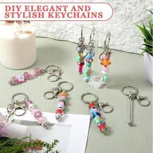 8pcs Beaded Keychain Making Kit (Beads Not Included) - For Handmade, DIY Keychain, Creative Decor Pendant And Gift Accessories - one-size - View 5