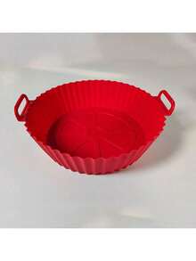 1pc Air Fryer Silicone Baking Mat, Round Baking Tray, Household Air Fryer Silicone Pad - Multicolor - View 8