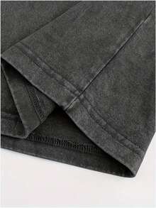 1pc, Washed, Quiet Printed T-Shirt, High-Quality Wax Printed Cotton  Fashion Brand T-Shirt, Suitable For Summer T-Shirt With A Certain Thickness, Holiday Gift - màu đen - Xem 4