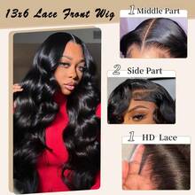 bling hair 200% Density 13x6 13x4 Body Wave Lace Front Wigs Human Hair Human Hair Pre Plucked With Baby Hair Human Hair 4x4 Transparent Lace Front Wigs For Women 200 Density Body Wave HD Lace Front Wigs Natural Color 22 24 Inch - Natural Black - 查看 7
