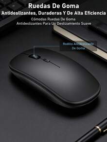 Bluetooth Wireless Mouse Rechargeable LED Silent Slim Portable Mouse (Bluetooth 5.2 & 2.4GHz USB Receiver) Dual Mode Computer Mouse For Laptop/IPad Tablet/Apple Computer/ - Silver - View 5