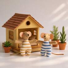 1pc Doll Little Striped Mouse, Mouse Dressed Up As A Doll , Fabric Doll , Children's Day Gift Birthday Gift, Suitable For Toy House Accessories - Multicolor - View 2