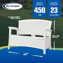 Elements Stylish Lightweight Loveseat Outdoor Seating With Convenient Built In Universal Storage And All Weather Plastic White - Trắng - Xem 4