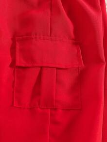 2件套女童休闲碎花圆领上衣和松紧腰工装裤套装，春夏款 - 紅色 - 查看 9