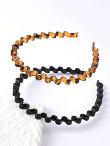 4pcs Fashionable Leopard Dot Transparent Anti-Slip Headbands, Including Wavy Headbands And Home Skincare Headbands, Suitable For Daily Face Washing Or Makeup Use - Multicolor - View 2