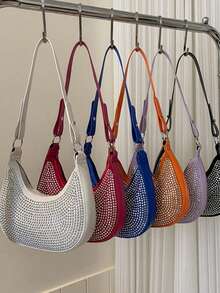 Fashionable Rhinestone Underarm Small Handbag For Women, New Stylish Chic Underarm Bag, Personalized Ins Rhinestone Tote Bag - Multicolor - View 7