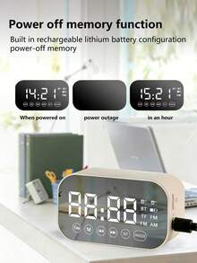 AKKHOO Đồng hồ báo thức kiêm loa Bluetooth đa chức năng, màn hình gương hiển thị hai chế độ báo thức, đài FM, đồng hồ để bàn di động dành cho học sinh. - Một cỡ - Xem 7