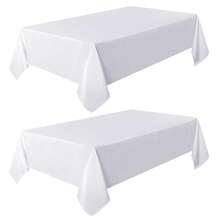 2 Pack White Tablecloth 60 X 84 Inch, Rectangle 4 Feet Table Cloth - Stain And Wrinkle Resistant Washable Polyester Table Cover For Dining Tables, Buffet Parties And Camping - White - View 10