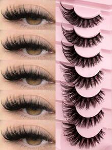 New Cat Eye Eyelashes 3D Natural Transparent Band False Lashes Fluffy Soft Cross 7 Pairs Manga Lashes Wispy Natural Eyelash Extension Makeup - Natural Lashes - View 7