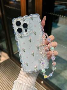 Tulip Painting Braided Wave Edge Bracelet Strap Shockproof Thick Phone Protective Case, Compatible With Iphone 17/17 Pro/17 Pro Max, 16 XR/7/8, 15 Pro Max, 12 Pro Max, 13 Pro Max, 14 Pro Max, 13, 14, 11, 12P, 14, P11 Soft Shell, P12 Anti-Drop, XS, XR, 7/8P, 7/8GES2 Phone Case - Multicolor - View 1