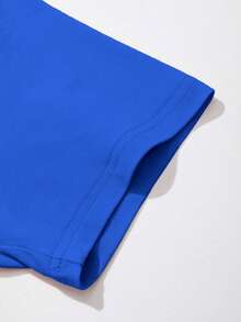 Short-Sleeved T-Shirt With Round Neck And Casual Graphic Print For Children And Teenagers, Summer Top - 藍色 - 查看 6