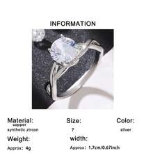 1枚高品质闪亮圆形立方氧化锆戒指，适合作为情人节礼物、结婚订婚周年纪念派对首饰、母亲节礼物送给女性。 - 銀色 - 查看 12