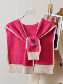 1pc Minimalist Style Wool Trim Shawl - Multicolor - View 4