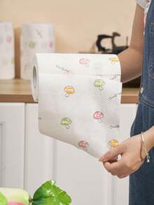 60pcs/Set Washable Reusable Disposable Kitchen Towels - Oil-Free, Wet And Dry Use, For Home Cleaning (Random Designs, 60 Sheets Per Roll) - A - View 2