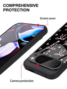 1个粉色蝴蝶结玻璃手机壳，兼容谷歌10/9/8/7，Galaxy S24/S25 PLUS/S23 Ultra/A16/A35/A25/A55/S26/S26plus/S26ultra，蝴蝶图案，日常使用，国际版，非国内版 - 黑色 - 查看 3