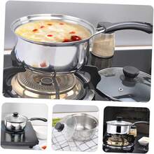 3 Set Induction Non-Stick Stainless Steel Cookware With Glass Lids Pot Pan Set Household Kitchen Essential Cookware For Home Daily Cooking Kitchen Counter Stovetop Cooking Utensils - White - View 8