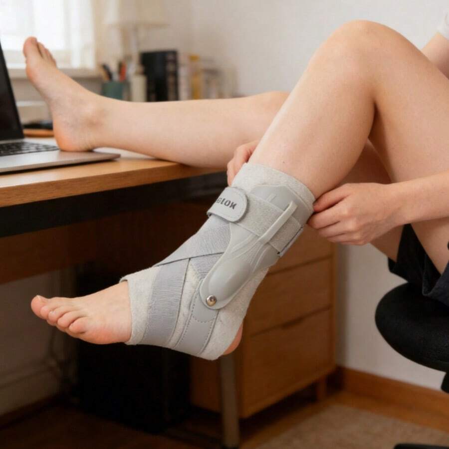 Ankle Brace With Side Stabilizers Gray X-Large - Adjustable Support For Sprain Plantar Fasciitis Injury Recovery - Xám - Xem 1