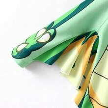 Toddler Boy Childish Dinosaur Swimsuit - Green - View 3