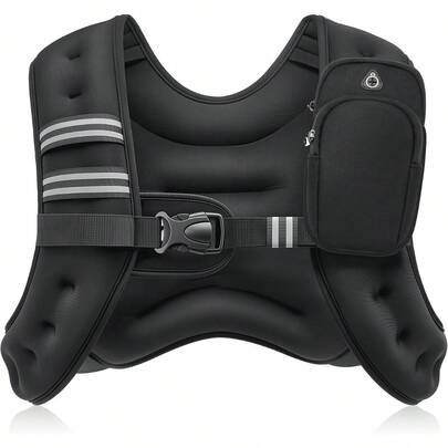 3.6-13.6kg Weighted Vest For Men Women,Adjustable Straps Reflective Detailing With Phone Armband For Running Home Gym Strength Training Weight Loss