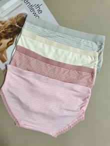 4pcs/Set Women Lace Bow Mesh Low Waist Briefs - Multicolor - View 2