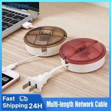 Caja enrolladora de cables redonda, de carga para auriculares, amarre enrollador de tipo giratorio, estuche de almacenamiento de cables de datos portátil, herramienta de almacenamiento de escritorio AWFM - Ver 1