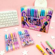 36pcs Girl Group Hot Erasable Neutral Pen, Click-To-Erase Pen, Student Stationery, Korean Comic Style Erasable Signature Pen, Suitable As A Study Tool, Holiday Gift, Or Birthday Gift(Random Style) - Multicolor - View 8