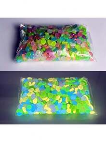 200pcs/Bag Resin Decorative Stones, For Garden Landscape Decoration, Large-Scale Landscape Beautification, Potted Plants, Parks, Aquariums - Fluorescent Stones - Mixing Colors - View 1