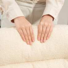 Ergonomic Office Chair With Armrests, Lambswool Look, Swivel And Height Adjustable With Rocking Function, Upholstered In Cream White Fabric, Ideal For The Home Office. - Apricot - View 8