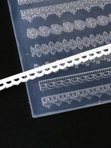 1件装 3D 立体蕾丝硅胶美甲雕刻模具，多种蕾丝边缘设计，压花模具，印花板，DIY美甲凝胶模板，美甲工具，美甲用品 - 無色 - 查看 6