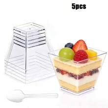 50/25/5个装 透明甜点杯 2盎司/60毫升 迷你甜点杯 适用于甜点、布丁、慕斯、酸奶、小吃 - 彩色 - 查看 11