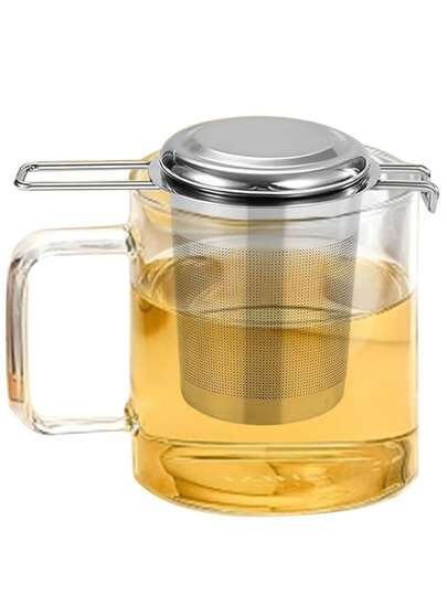 双把手不锈钢茶漏 - 耐用网状滤网，茶漏/咖啡滤网，不锈钢滤网茶漏/茶杯滤网，适用于散装茶叶、香草和香料，符合人体工程学设计，易于握持。