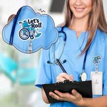 Expandable Nurse Badge Holder With Clip - Durable Acrylic, Fun Wheelchair Design, Suitable For Nurses, Doctors, RNs, LPNs - Perfect For Work And Office Use - 1 - View 2