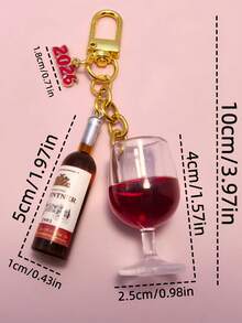 2026 锌合金和亚克力仿酒杯/酒瓶钥匙扣套装，亚克力主题葡萄酒钥匙扣套装，适用于钱包、车钥匙、派对礼物和节日礼物。 - 彩色 - 查看 8