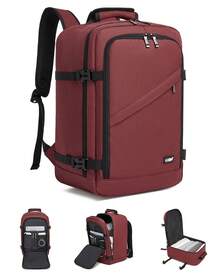 Waterproof 20L Carry-On Travel Backpack 40x20x25cm Lightweight Underseat Cabin Bag Large Capacity For Men And Women - 酒紅色 - 查看 1
