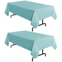 Sancua Paquete de 2 manteles de mesa de 60 X 102 pulgadas en color turquesa, mantel rectangular para mesas de 6 pies - Resistente a las manchas y las arrugas, lavable de poliéster para mesas de comedor, buffets, fiestas y camping - Turquesa - Ver 1
