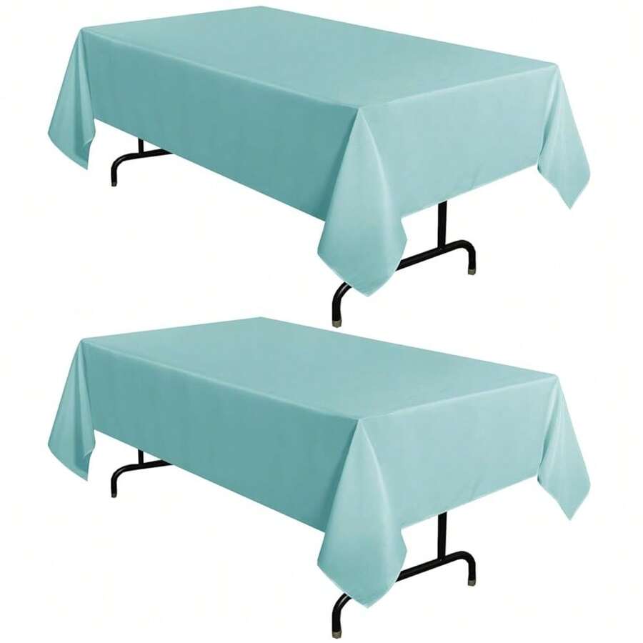 Sancua Paquete de 2 manteles de mesa de 60 X 102 pulgadas en color turquesa, mantel rectangular para mesas de 6 pies - Resistente a las manchas y las arrugas, lavable de poliéster para mesas de comedor, buffets, fiestas y camping - Turquesa - Ver 1