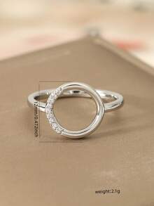 1 Fashionable And Simple Circular Hollow Inlaid Zirconia Ring, Exquisite And Versatile, Suitable For Women To Wear On Any Occasion, Can Be Given As A Gift To Friends Or Lovers - Round Ring - View 3