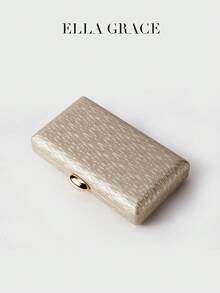 ELLA GRACE - 马赛克网状链条晚宴手拿包金色圆球迷你钱包优雅婚礼新娘派对魅力链条肩带手提包 - 灰色 - 查看 6