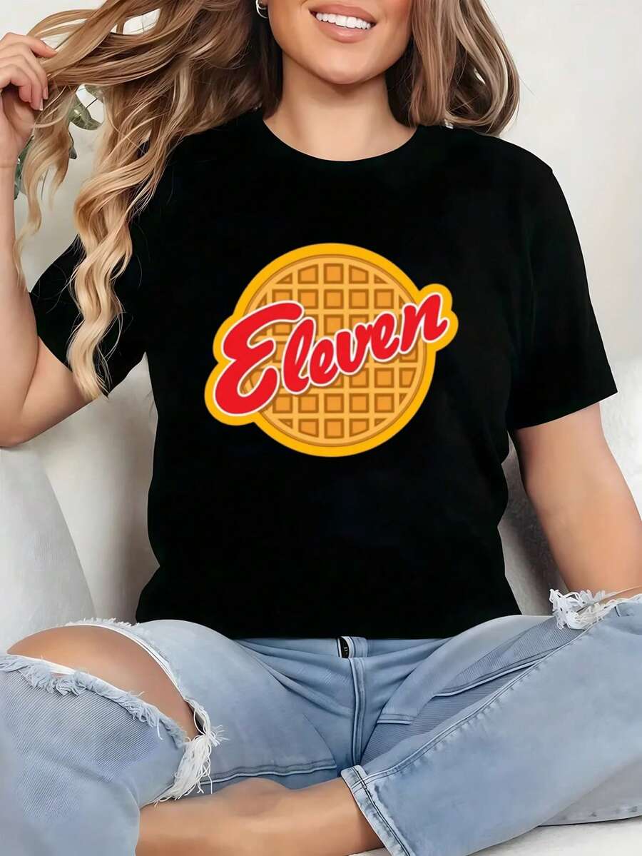 Camiseta Mujer,  Once, Gofre, , Serie Viral,blusas elegantes dama,tops,parejas,blusas curvy mujer. - Negro - Ver 1
