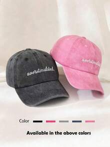 1 pièce Casquette de baseball unisexe vintage lavée avec lettre brodée, chapeau de soleil, chapeau hip hop, casquette de couple, casquette de meilleur ami, casquette de camionneur, convient pour le port quotidien, les sorties, les voyages, les vacances - Multicolore - Voir 8